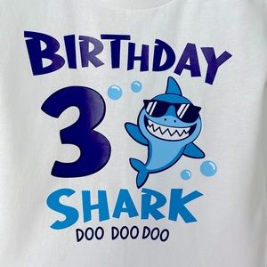 Third birthday baby shark shirt